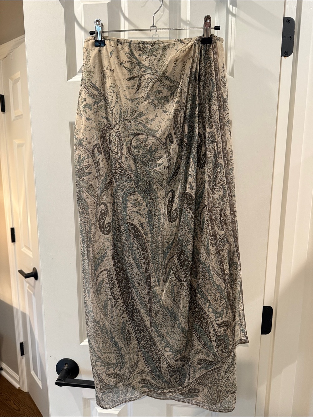 Emanuel Ungaro Paisley Maxi Skirt in Cream and Taupe